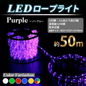 ■送料無料■50M防水LEDロープライト　イルミネーション■1250球▼電源コート付　紫