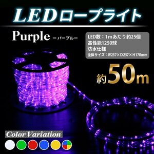 # free shipping #50M waterproof LED rope light illumination #1250 lamp V power supply coat attaching purple 