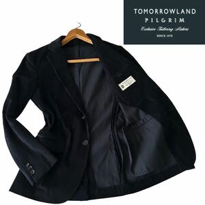 【お洒落な大人のジャケット】 トゥモローランドピルグリム TOMORROWLAND テーラードジャケット コーデュロイ ネイビー 44サイズ S相当 2B