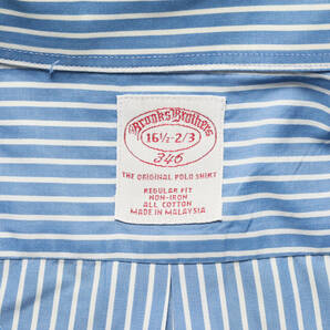 Brooks Brothers◆ストライプ ボタンダウンシャツ◆ブルー×ホワイト◆サイズ16.5-2/3の画像5