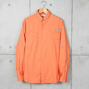 Columbiaコロンビア◆PFG ポリエステル フィッシングシャツ◆オレンジ◆サイズM