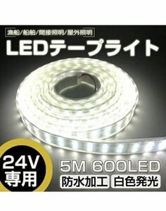 高輝度LEDテープライト防水 24V 二列式 カバー付 白 ホワイト 漁船 正面発光 白ベース ②