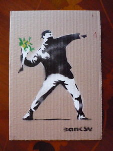  free shipping * Bank si-Banksy* genuine work guarantee * autograph equipped * cardboard . stencil art * serial number less *Dismalandtizma Land b18