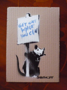  free shipping * Bank si-Banksy* genuine work guarantee * autograph equipped * cardboard . stencil art * serial number 19/25*Dismalandtizma Land a4