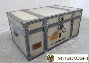 #P313# three .# Vintage #BANKOKU# antique # aluminium trunk case # ship trunk case # storage case # interior # display 