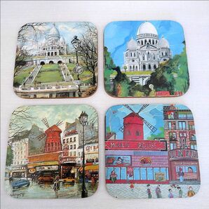 絵画コースター 4枚セット キッチン雑貨 テーブル用品 絵画プリント