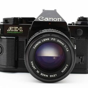 【実用品】Canon キャノン AE-1 PROGRAM 黒 ブラック フィルム一眼カメラ / new FD 50mm F1.4 MFレンズ #423-3の画像2