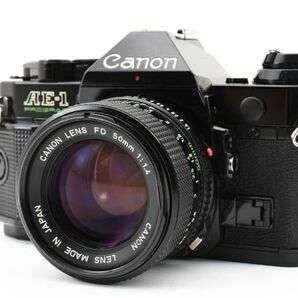 【実用品】Canon キャノン AE-1 PROGRAM 黒 ブラック フィルム一眼カメラ / new FD 50mm F1.4 MFレンズ #423-3の画像1