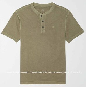 〓アメリカンイーグル/US L/AE Super Soft Icon ヘンリーTシャツ/Olive