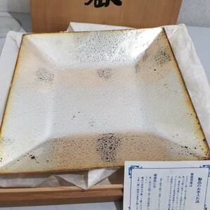 ■【57345】激安骨董★昭和レトロ 劣化あり 銀仕上 盛器 22ｃｍ四方 高さ2.6ｃｍ■の画像3