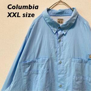 コロンビア　長袖シャツ　ボタンダウン　無地　フィッシングシャツ　PFG 男女兼用　Columbia BDシャツ　ユニセックス　XXLサイズ