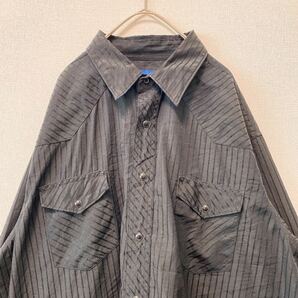 ラングラー 長崎シャツ ワークシャツ スナップボタン ストライプ 男女兼用 黒色 wrangler ユニセックスの画像4