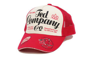 テッドマン キャップ TEDMAN サイドメッシュ 帽子 Ted Company エフ商会 TDC-8200 オフホワイト×レッド 新品