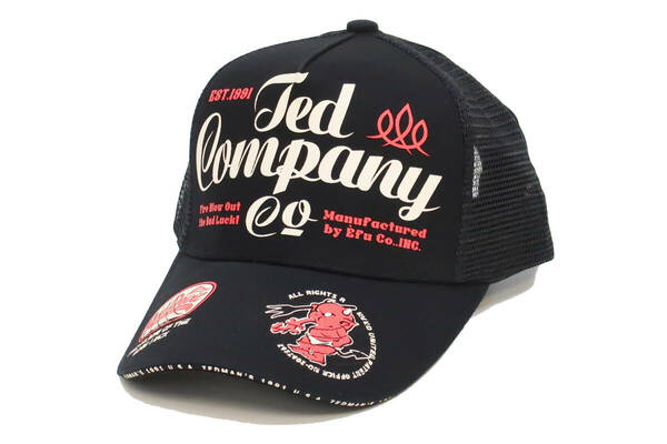 テッドマン キャップ TEDMAN サイドメッシュ 帽子 Ted Company エフ商会 TDC-8200 ブラック×ブラック 新品