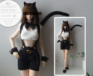 *TBLeague S48A doll clothes : short hanging pants + cropped pants height tank top + cuffs + ribbon Thai +... attaching belt 