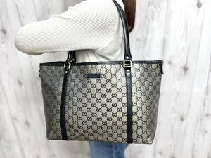 極美品 GUCCI グッチ GG柄 トートバッグ ショルダーバッグ バッグ PVC×レザー メタリック×黒 A4収納可 69543