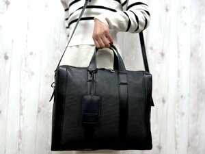 極美品 BOTTEGA VENETA ボッテガヴェネタ ビジネスバッグ ハンドバッグ ショルダーバッグ バッグ PVC×レザー 黒 A4可 2WAY メンズ 69061Y