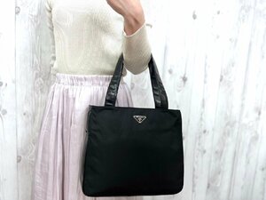 極美品 PRADA プラダ テスート トートバッグ ハンドバッグ ショルダーバッグ バッグ ナイロン×レザー 黒 67631