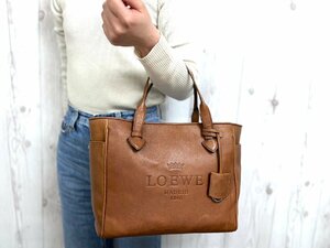 極美品 LOEWE ロエベ ヘリテージ トートバッグ ハンドバッグ バッグ レザー 茶 A4収納可 69477