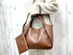 極美品 STELLA McCARTNEY ステラマッカートニー ステラロゴ トートバッグ ショルダーバッグ バッグ エコレザー 茶 2WAY 69491