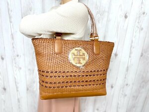 未使用展示品 Tory Burch トリーバーチ トートバッグ ハンドバッグ バッグ レザー 茶 A4収納可 69906