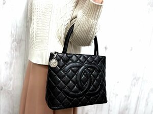 極美品 CHANEL シャネル 復刻トート キャビアスキン マトラッセ デカココマーク トートバッグ ハンドバッグ バッグ レザー 黒 70159