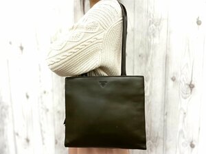 極美品 PRADA プラダ ショルダーバッグ トートバッグ バッグ レザー 深緑 70074Y