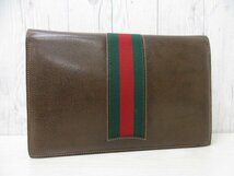 極美品 GUCCI グッチ ヴィンテージ シェリーライン クラッチバッグ セカンドバッグ バッグ レザー×キャンバス 茶 メンズ 69021_画像5