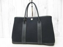 極美品 HERMES エルメス ガーデンパーティ TPM ハンドバッグ トートバッグ バッグ トワルオフィシエ×レザー 黒 69245_画像3