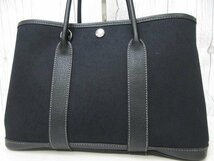 極美品 HERMES エルメス ガーデンパーティ TPM ハンドバッグ トートバッグ バッグ トワルオフィシエ×レザー 黒 69245_画像10