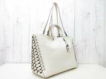 極美品 COACH コーチ トートパック ショルダーバッグ バッグ レザー ライトベージュ×茶 A4収納可 2WAY 69564_画像4