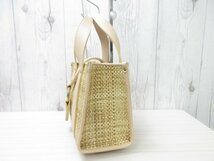 極美品 Chloe' クロエ カゴバッグ ハンドバッグ トートバッグ バッグ ストロー×レザー ピンクベージュ系 69541_画像5