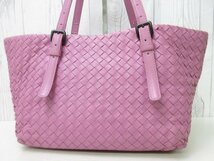 極美品 BOTTEGAVENETA ボッテガヴェネタ イントレチャート ハンドバッグ トートバッグ ショルダーバッグ バッグ レザー ピンク系 69480_画像10