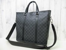 極美品 LOUIS VUITTON ルイヴィトン ダミエグラフィット タダオ トートバッグ ショルダー バッグ N51192 レザー黒 A4可2WAYメンズ69230_画像5