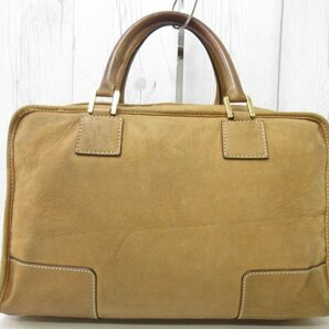 極美品 LOEWE ロエベ アナグラム アマソナ36 トートバッグ ハンドバッグ バッグ レザー ビーズ キャメル系 70079の画像3