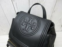 極美品 Tory Burch トリーバーチ リュックサック バッグ レザー 黒 69981_画像9