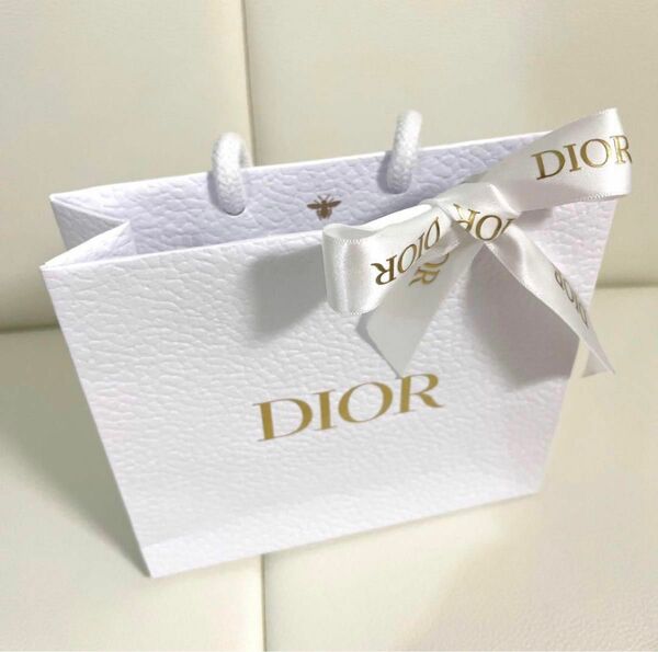 ディオール ショッパー ショップ袋 紙袋 限定 ロゴ 蜂マーク リボン付き Dior