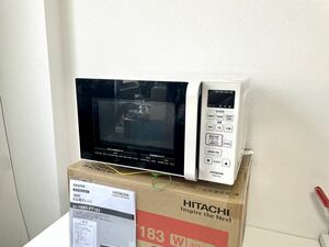 △ 動作品 HITACHI 日立 電子レンジ HMR-FT183 2020年製 フラット庫内 ヘルツフリー LEDタイマー表示 出力4段階 家電 ホワイト