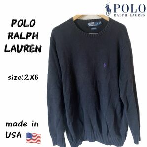 POLO RALPH LAUREN ニット セーター ネイビー ラルフローレン Ralph Lauren メンズ　2XB ブラック