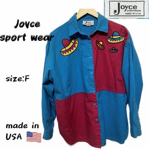 Joyce sports wear 9分袖シャツ アメリカ製 古着 ワッペン ビンテージ アメカジ ジョイススポーツウェア シャツ