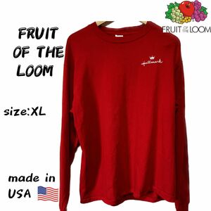 80s〜90s FRUIT OF THELOOM フルーツオブザルーム 長袖T ロンT 赤 XL 長袖 アメリカ製 USA古着