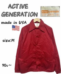 コーチジャケット ACTIVE GENERATION アクティブジェネレーション ヴィンテージ 赤 90s USA古着　ジャケット