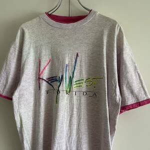 90s BARBER&CO 1991 USA製 フロリダ プリントTシャツ L程度 スーベニア 古着 ヴィンテージ