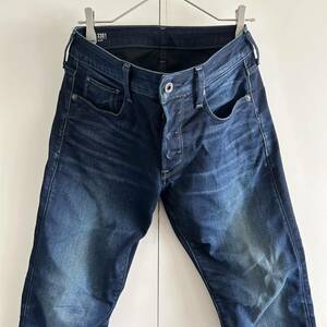 G-STAR RAW ジースターロウ 3301 スリム デニムパンツ ジーンズ 30 ユーズド加工 インディゴ ストレッチ