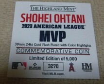 郵便局限定　大谷翔平選手　2023年　アメリカンリーグ　MVP受賞記念　ゴールドコイン（メダル）_画像5