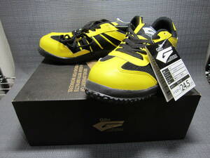 新品箱付き　GILIO SAFETY SHOES ギリオ　鉄芯入り安全靴　スニーカー　24.5cm　黄色×黒　E2403D