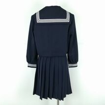 1円 セーラー服 スカート スカーフ 上下3点セット 160A 大きいサイズ 冬物 白3本線 女子 学生服 中学 高校 紺 制服 中古 ランクB EY6123_画像2