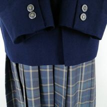 1円 ブレザー チェックスカート リボン 上下4点セット 冬物 女子 学生服 宮崎日本大学高校 紺 制服 中古 ランクB EY2639_画像3