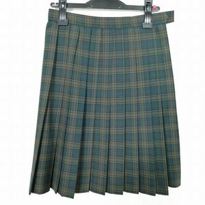 1円 スクールスカート 夏物 w63-丈54 チェック 岐阜大垣桜高校 プリーツ 学生服 制服 女子 中古 IN4179