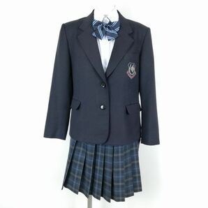 1円 ブレザー ミニスカート リボン 上下4点セット 冬物 女子 学生服 東京田無第一中学 紺 制服 中古 ランクC EY6765の画像1